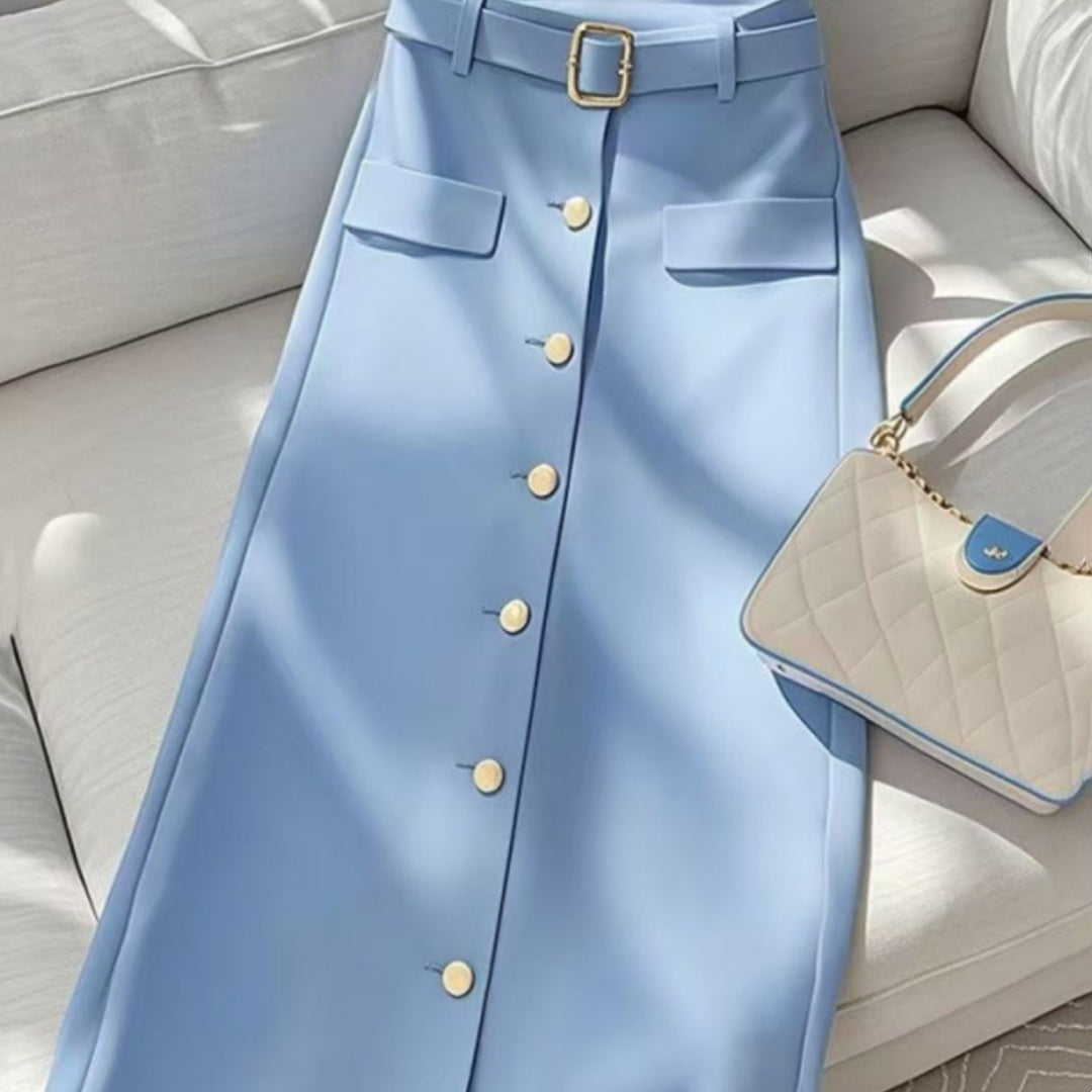 ZENDO Africa™ – Jupe Élégante Bleue Drapée | Style Chic & Moderne
(ZENDO Africa™ Elegant Blue Draped Skirt | Modern Chic Look)